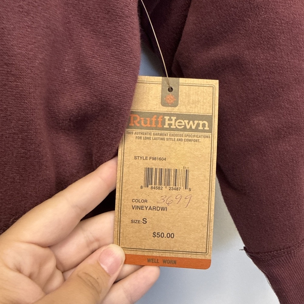 Ruff Hewn Hoodie Boys S (8) Maroon Blanket Lined Long Sleeve Full Zip NWT 2009 - Picture 2 of 5